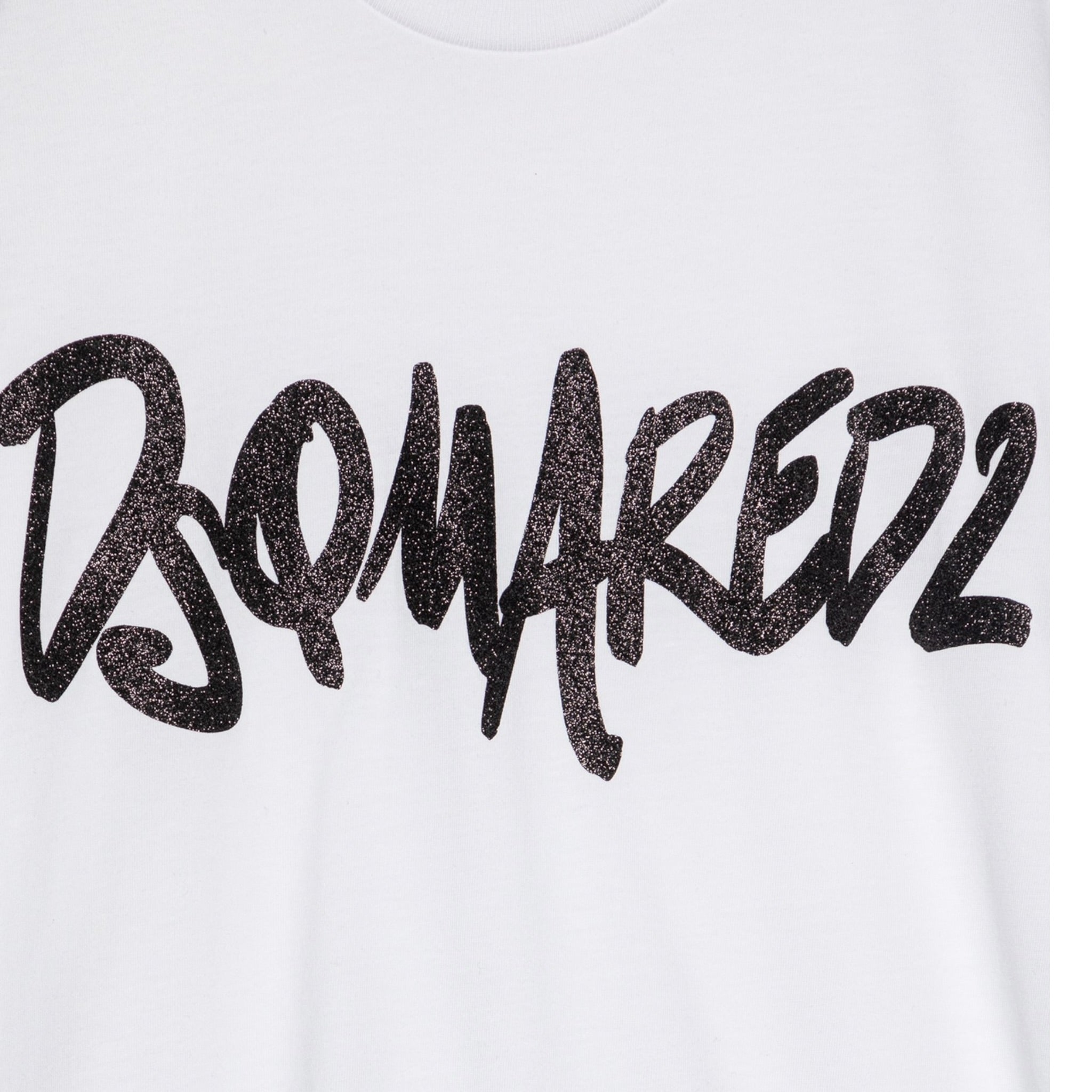 Dsquared2 T-Shirt Girocollo Tinta Unita con Stampa per Bambina DQ2714 BIANCO DSQUARED2 