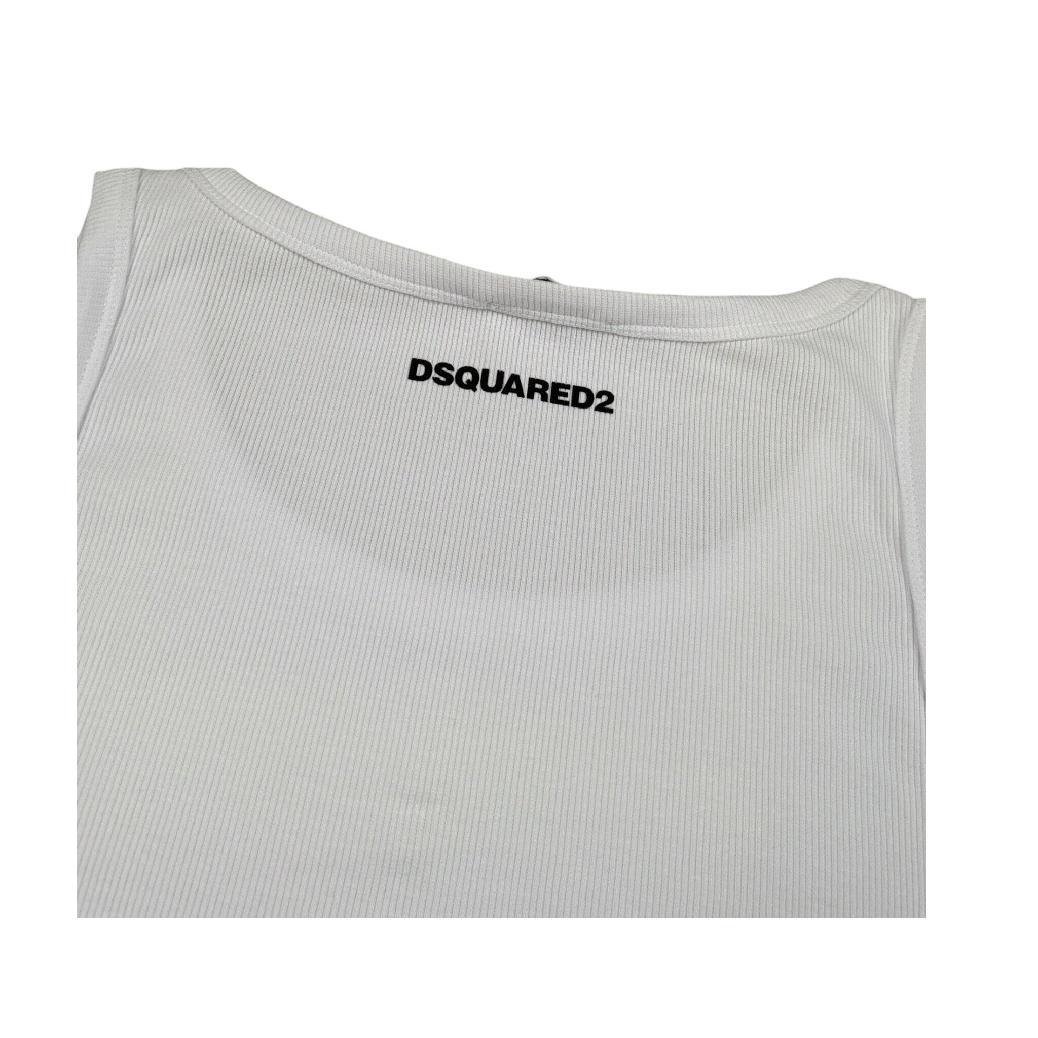 Dsquared2 Canotta Girocollo tinta unita con Logo Bianco per Bambino DQ2783X BIANCO DSQUARED2 