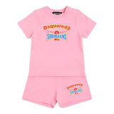 Dsquared2 Completo 2 Pezzi T-Shirt-Short tinta unita Rosa per Neonata DQ2877 ROSA DSQUARED2 