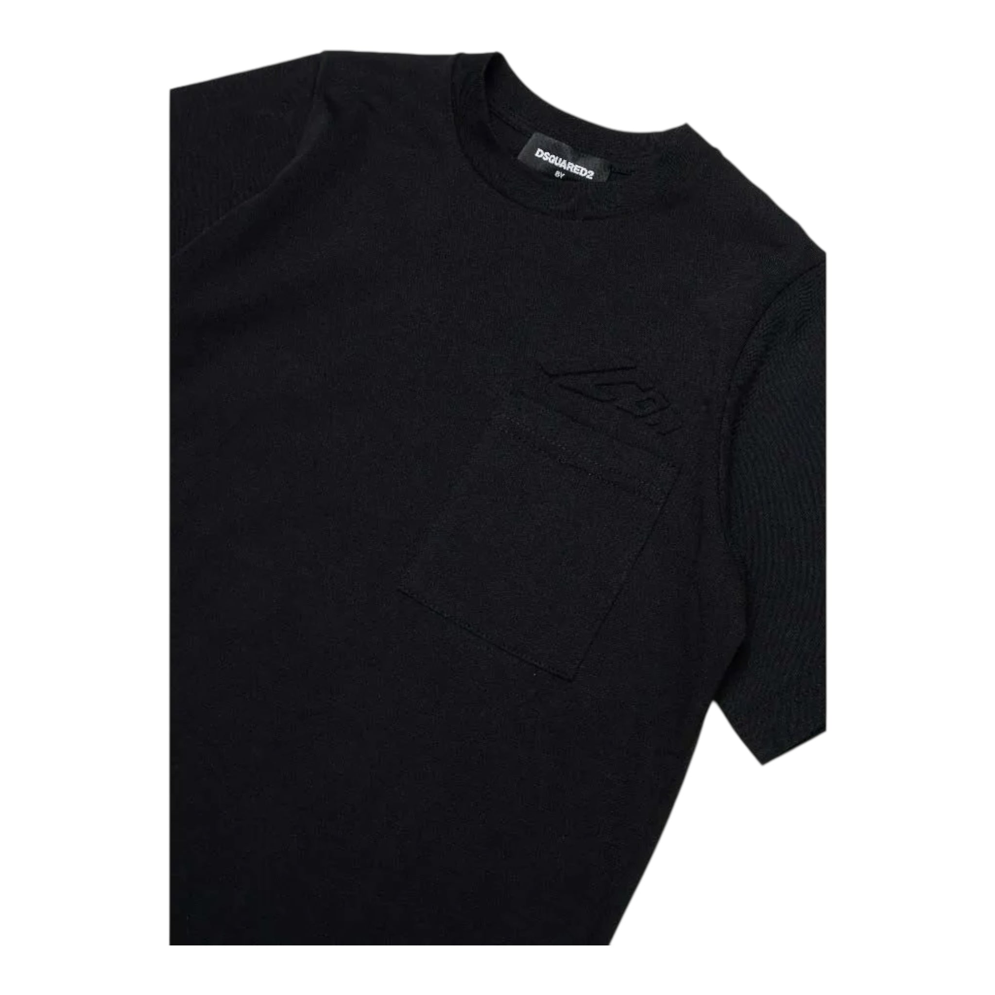Dsquared2 T-Shirt Girocollo Tinta Unita con Stampa per Bambino DQ2938 NERO DSQUARED2 