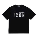 Dsquared2 T-Shirt Girocollo Tinta Unita con Stampa per Neonato DQ2968 NERO DSQUARED2 