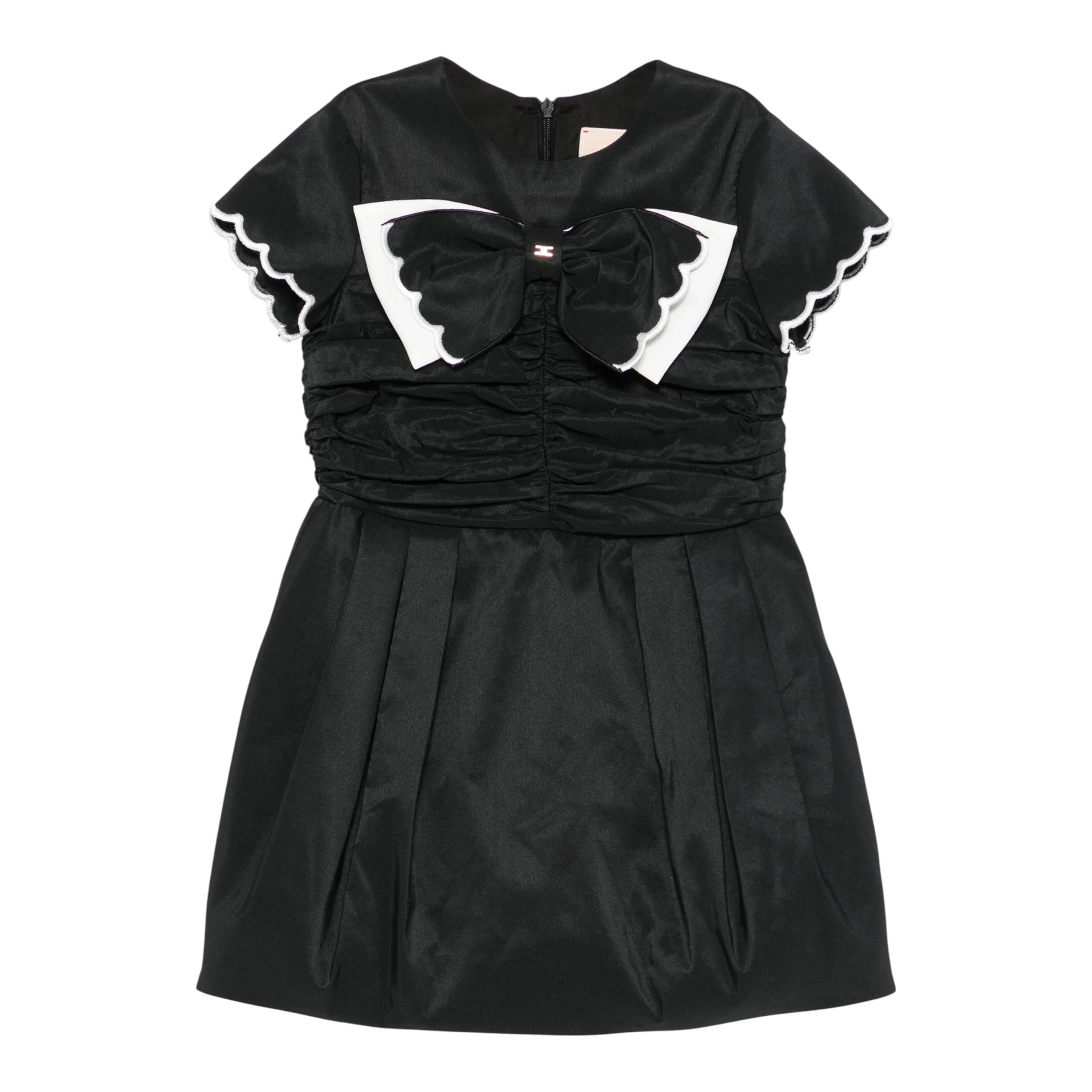 Elisabetta Franchi Abito Mezza Manica Tinta Unita con Fiocco per Bambina EFAB585 NERO ELISABETTA FRANCHI 