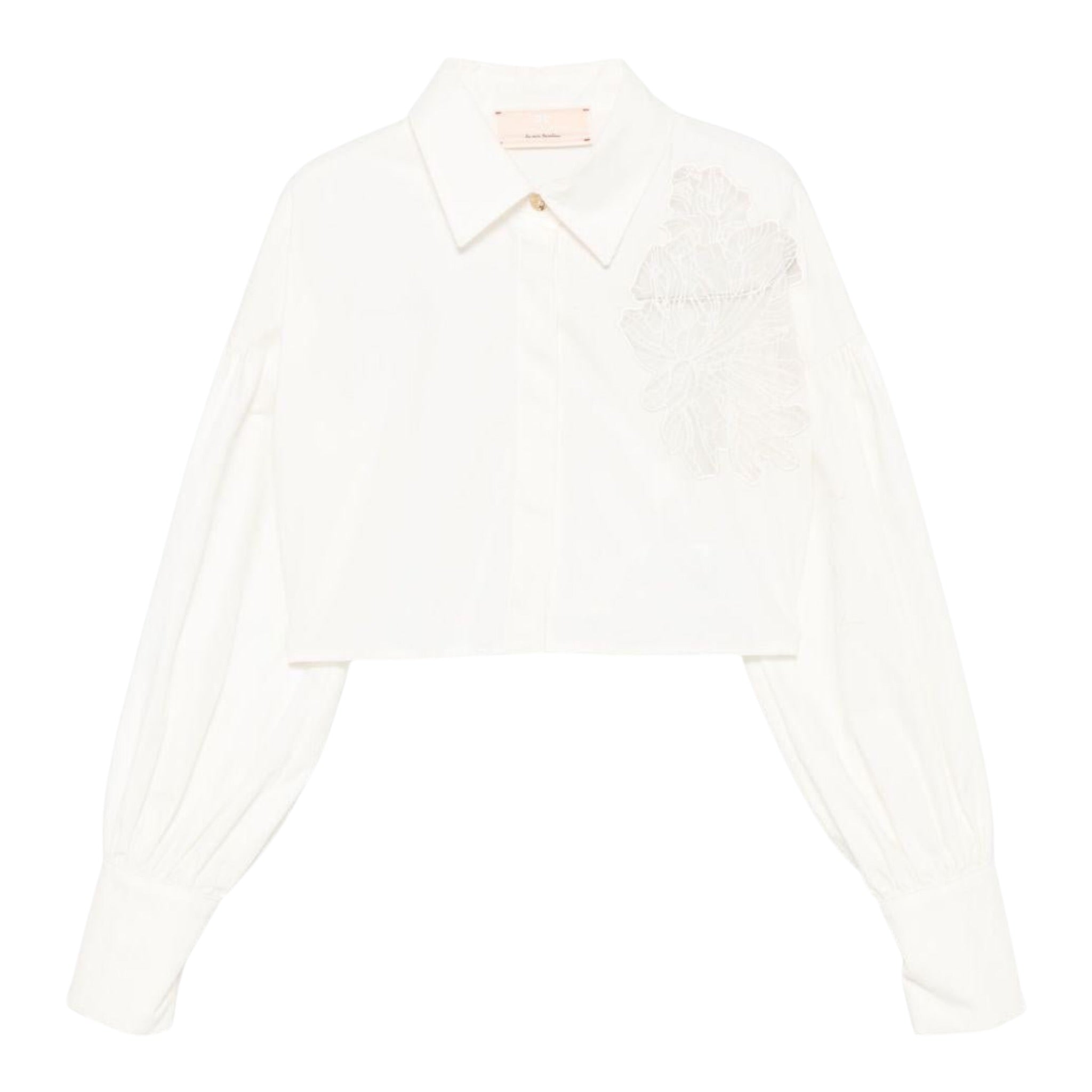 Elisabetta Franchi Camicia Manica Lunga Tinta Unita con Ricami per Bambina EFCA263X PANNA ELISABETTA FRANCHI 