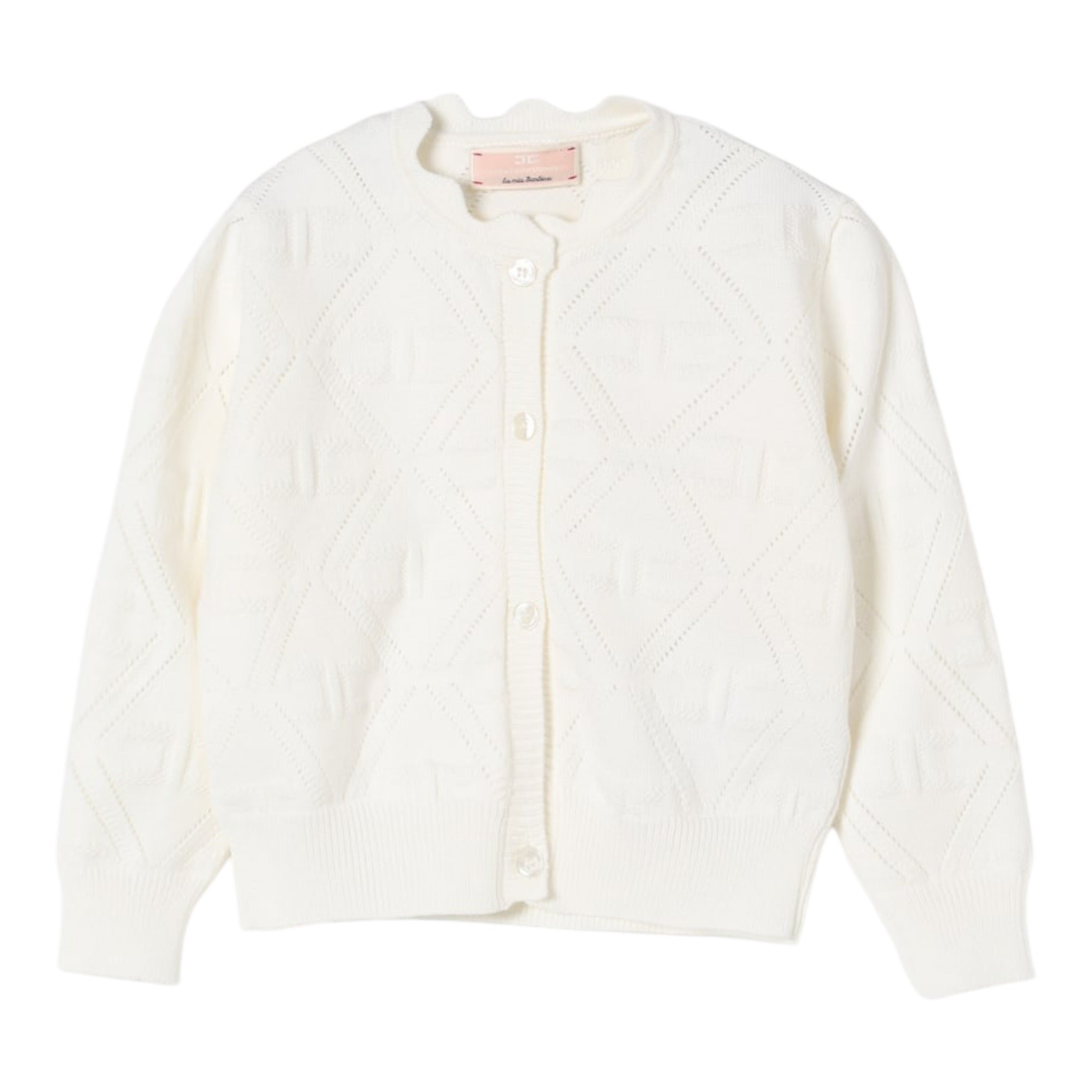 Elisabetta Franchi Cardigan Tinta Unita con Ricami per Bambina EFMA160 PANNA ELISABETTA FRANCHI 