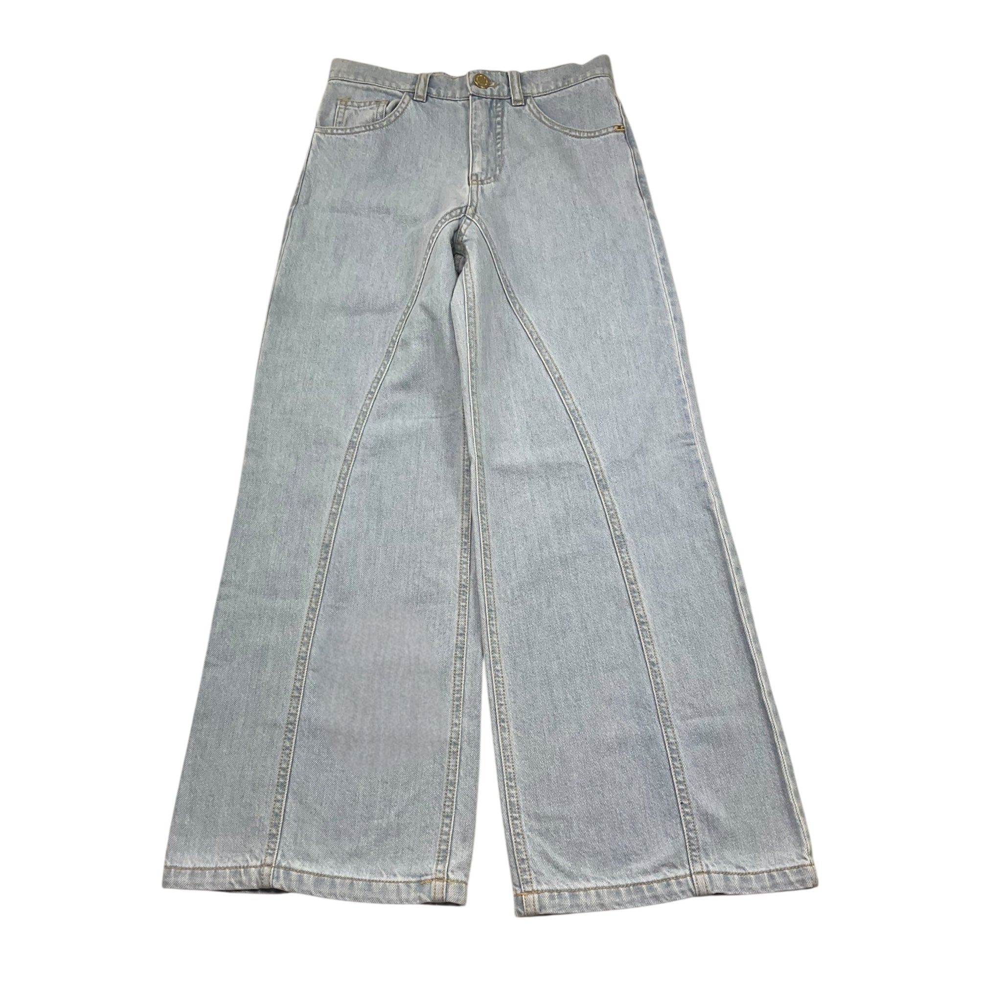 Elisabetta Franchi Jeans Tinta Unita Modello A Palazzo per Bambina EFPA280 AZZURRO ELISABETTA FRANCHI 