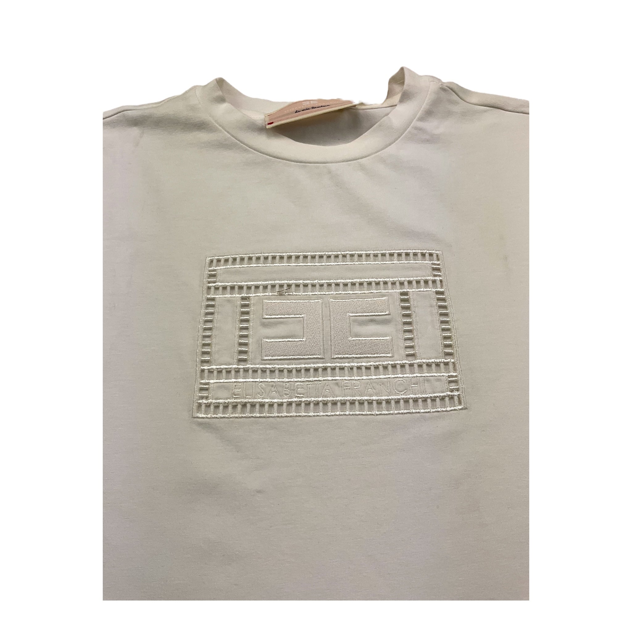 Elisabetta Franchi T-Shirt Girocollo Tinta Unita con Trafori per Bambina EFTS228 PANNA ELISABETTA FRANCHI 