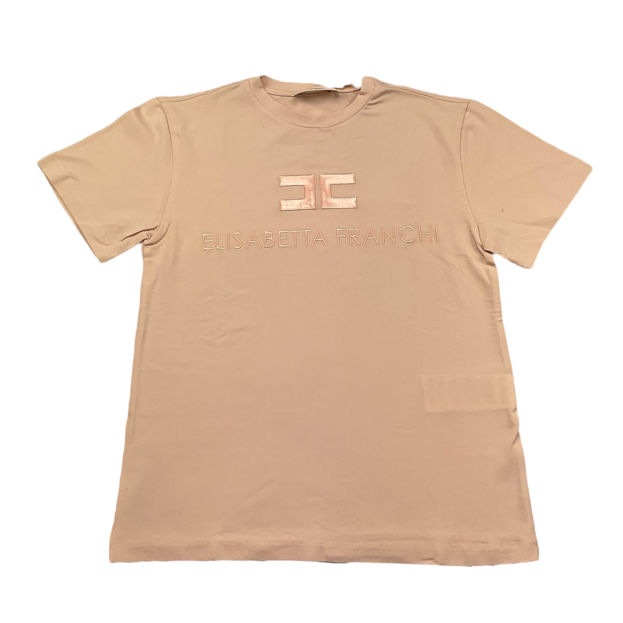 Elisabetta Franchi T-Shirt Girocollo Tinta Unita con Logo per Bambina EFTS231X ROSA ELISABETTA FRANCHI 