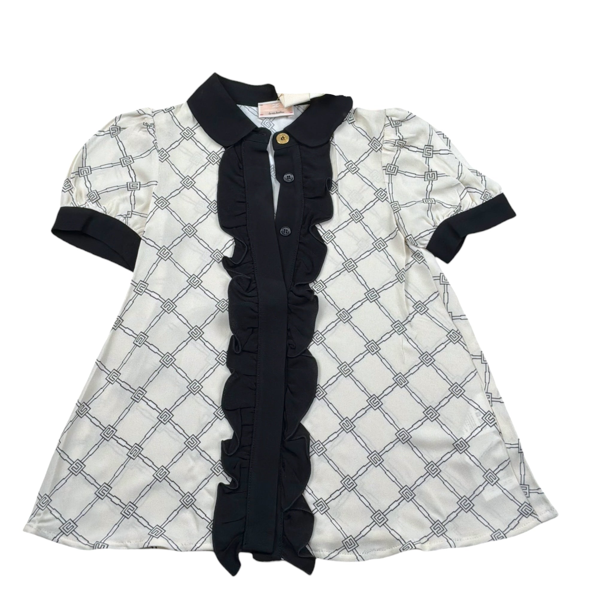 Elisabetta Franchi Abito Bicolore Mezza Manica con Fantasia per Neonata EGAB195 BIANCO/NERO ELISABETTA FRANCHI 