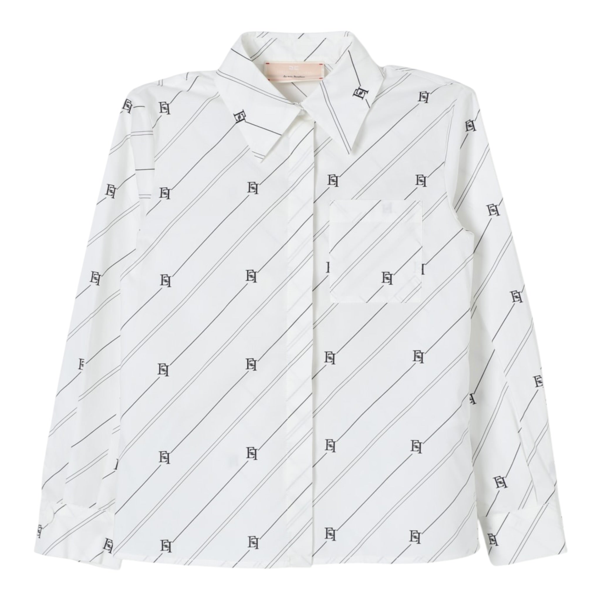 Elisabetta Franchi Camicia Manica Lunga Tinta Unita con Logo per Bambina EGCA035 BIANCO ELISABETTA FRANCHI 