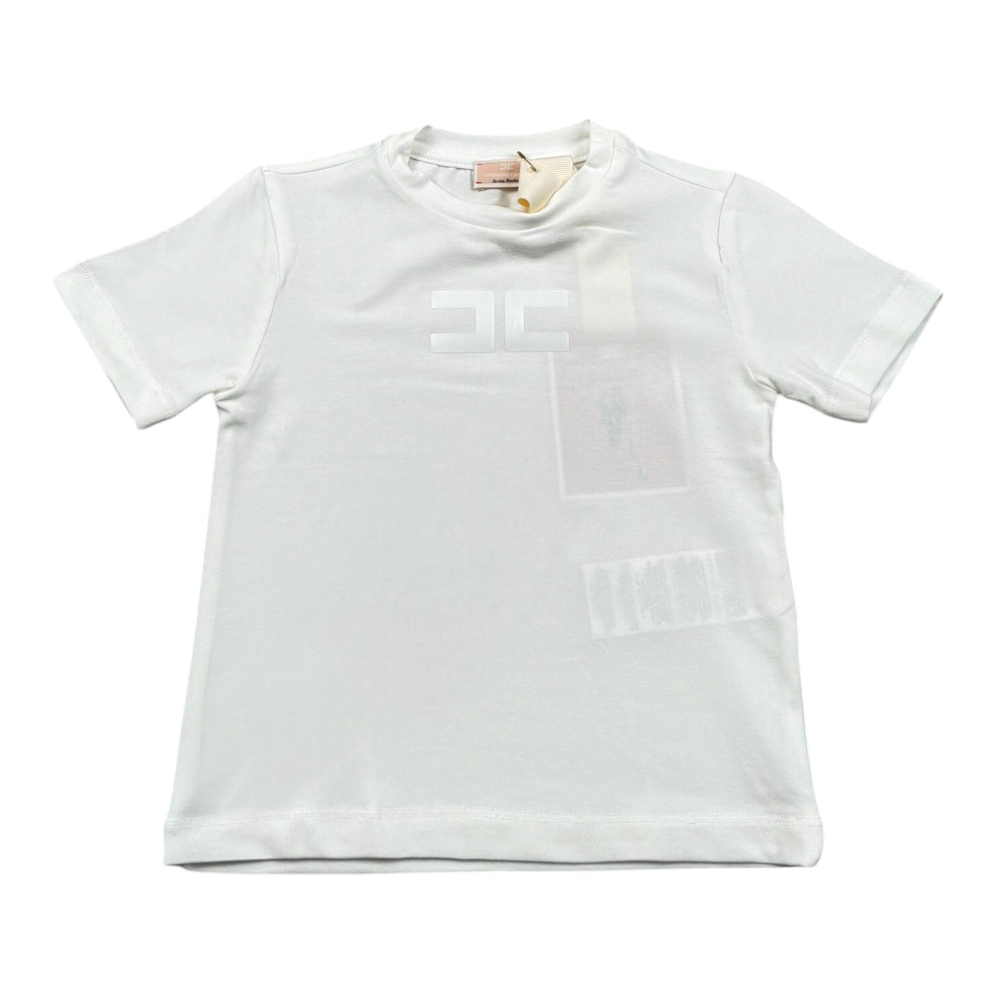 Elisabetta Franchi T-Shirt Girocollo Tinta Unita con Stampa per Bambina EGTS091 BIANCO ELISABETTA FRANCHI 