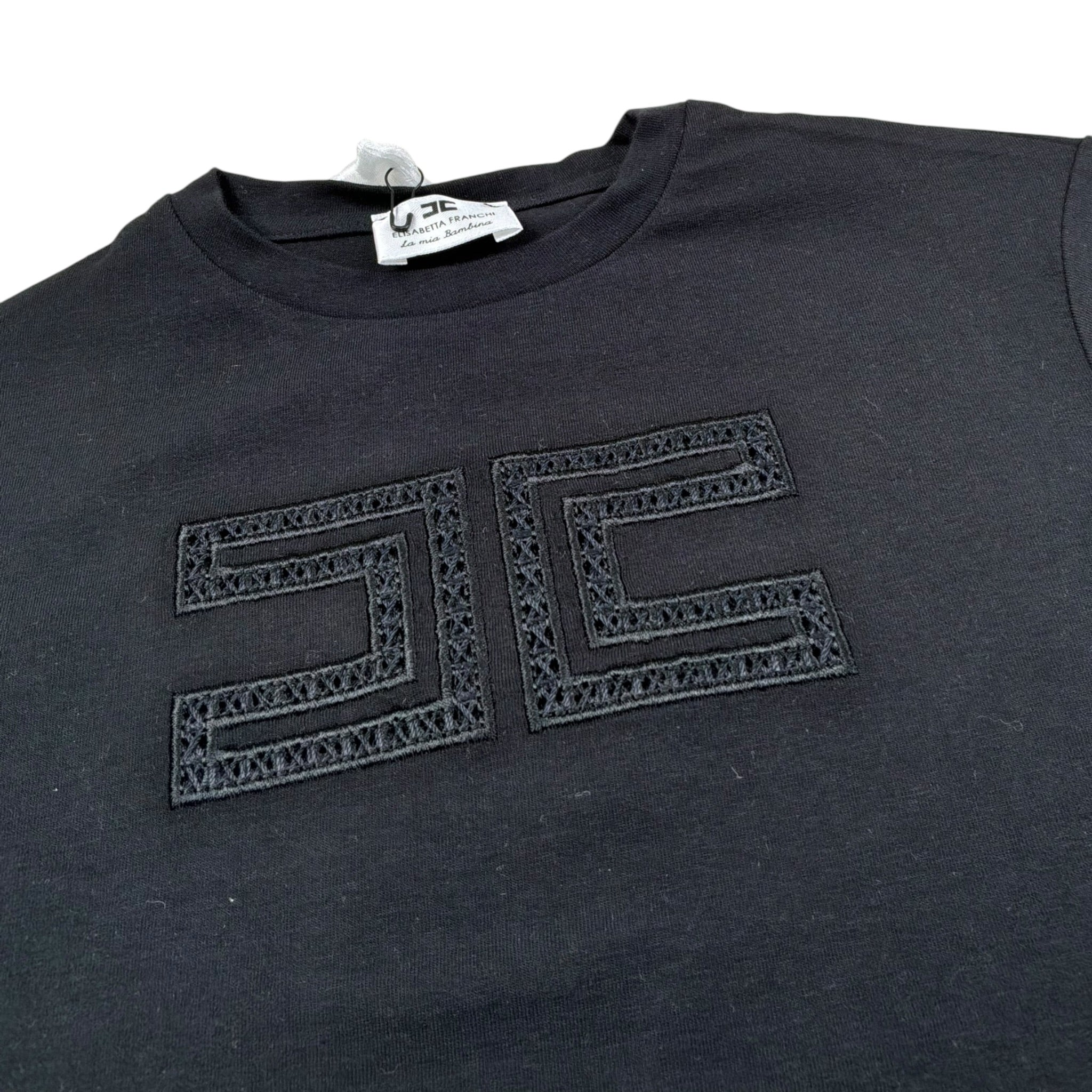 Elisabetta Franchi T-Shirt Girocollo Tinta Unita con Stampa per Neonata EGTS66 NERO ELISABETTA FRANCHI 