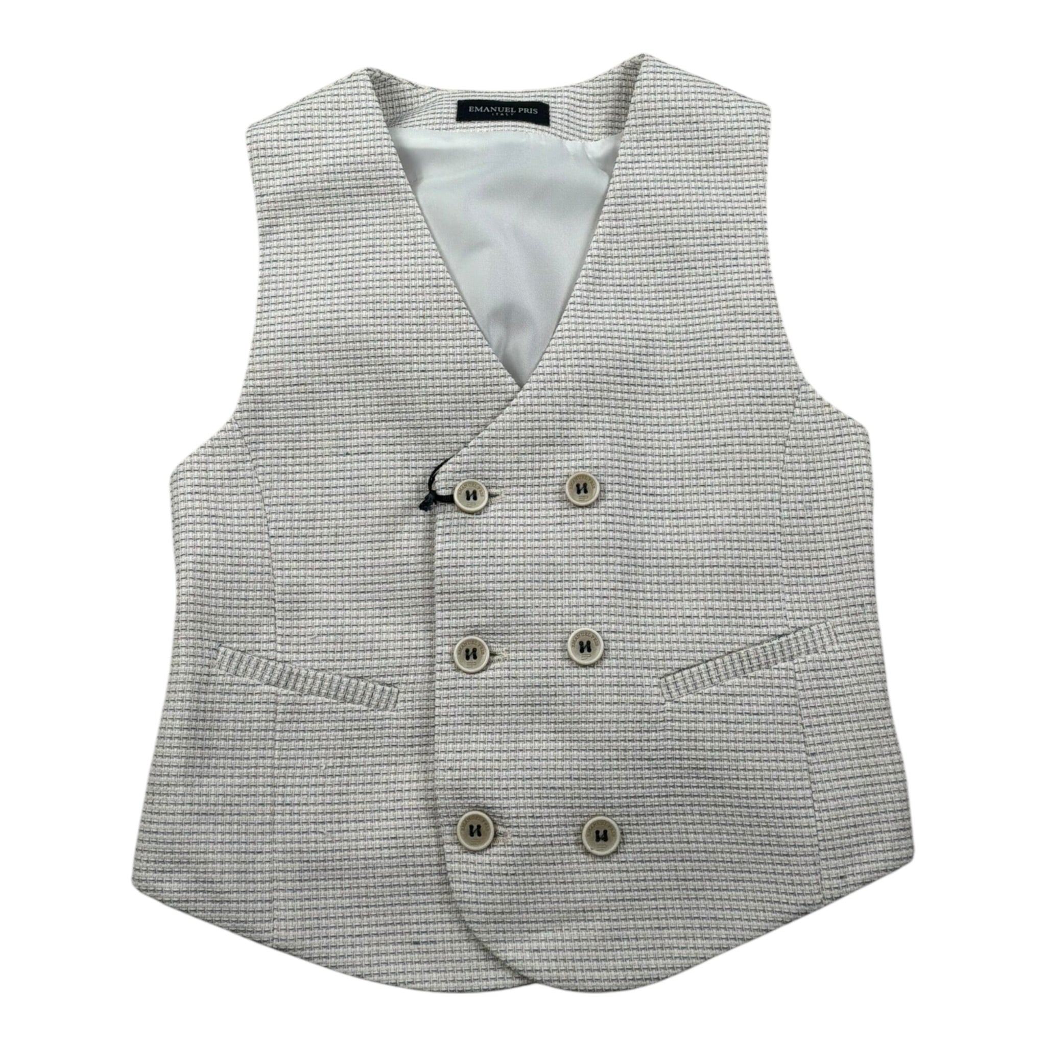 Emanuel Pris Gilet Tinta Unita con Microfantasia per Bambino EPC2088B BEIGE EMANUEL PRIS 