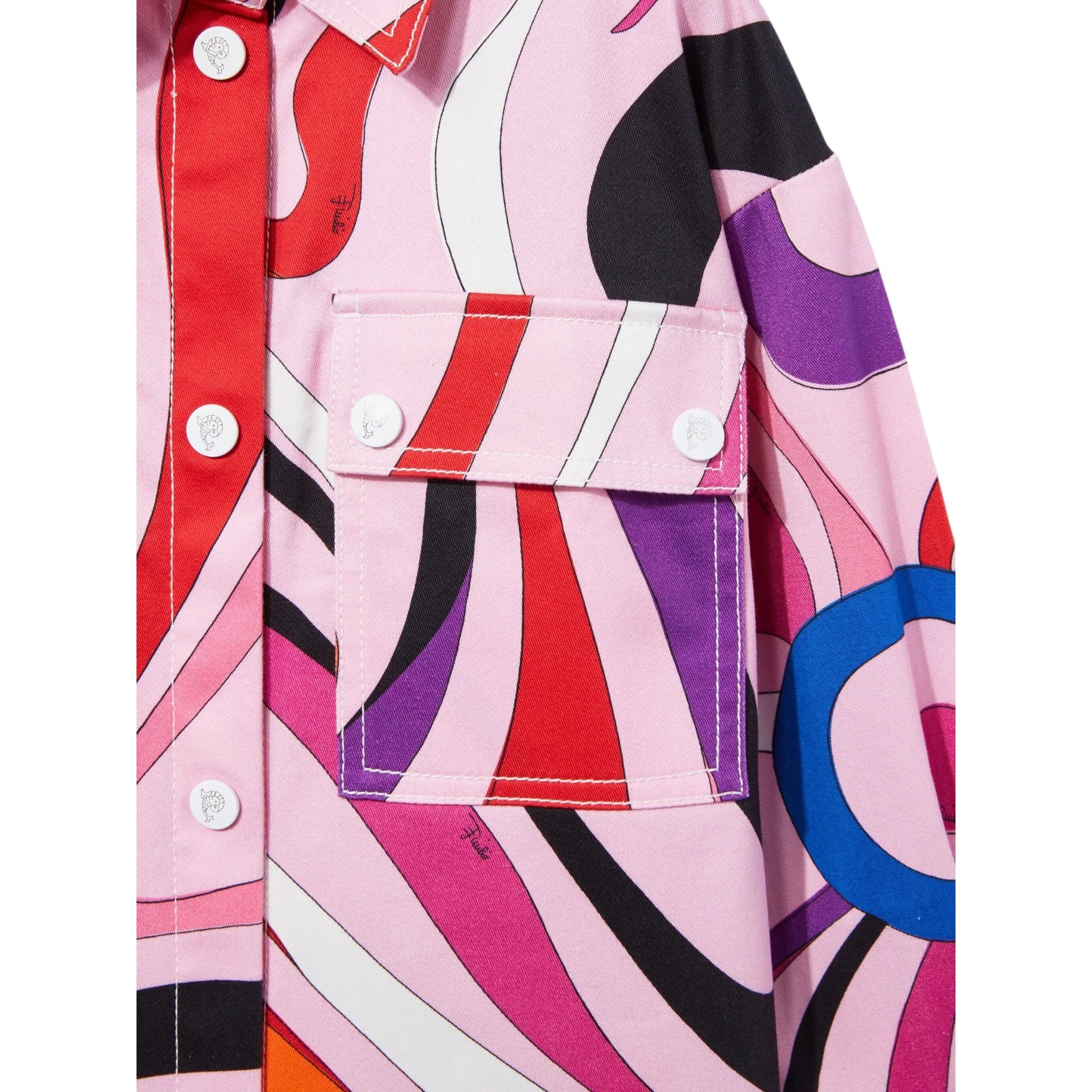 Emilio Pucci Abito Manica Lunga Tinta Unita Stampa Fantasia per Bambina PU1A60 ROSA EMILIO PUCCI 