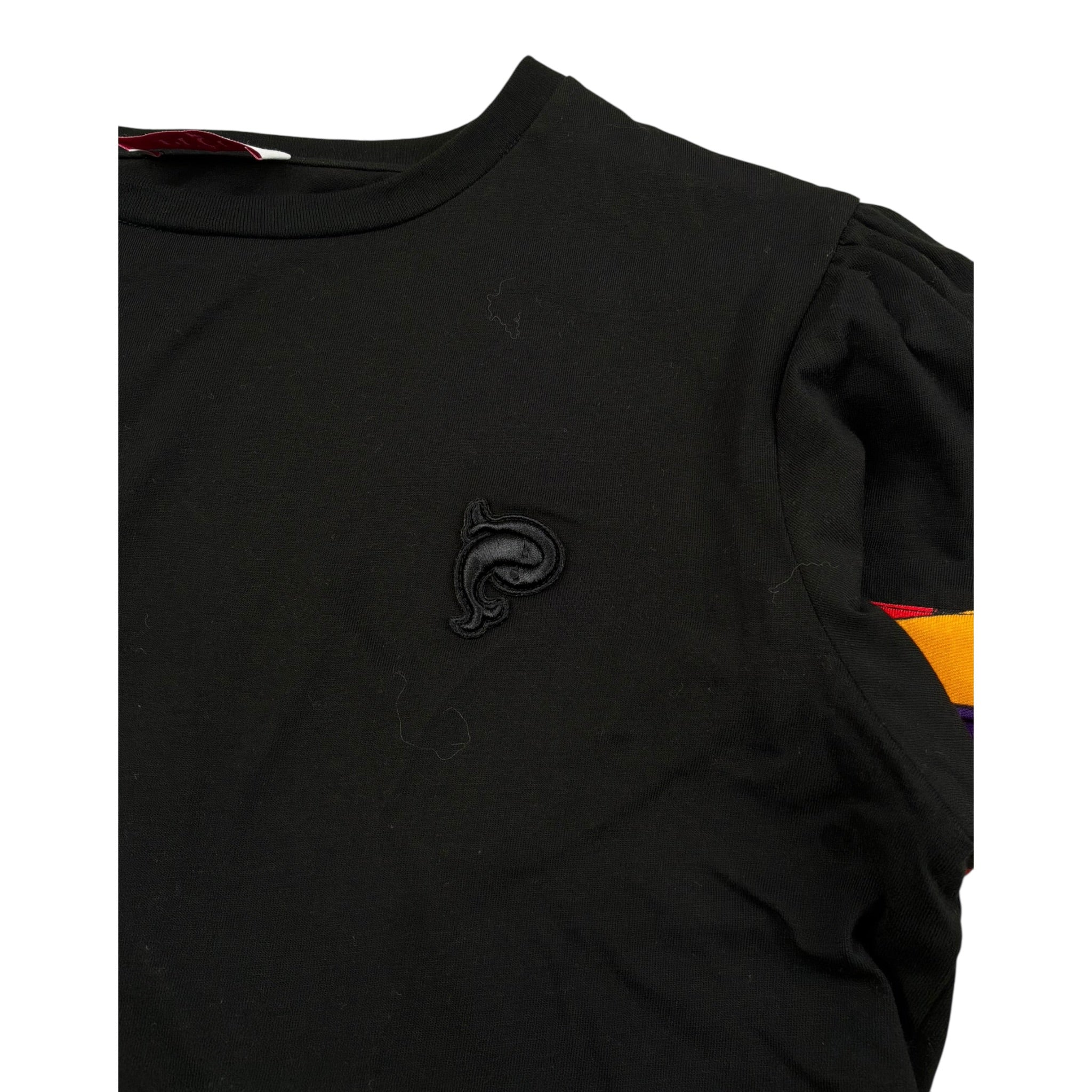 Emilio Pucci T-Shirt Girocollo Tinta Unita con Profili Maniche In Contrasto per Bambina PV8A21 NERO EMILIO PUCCI 