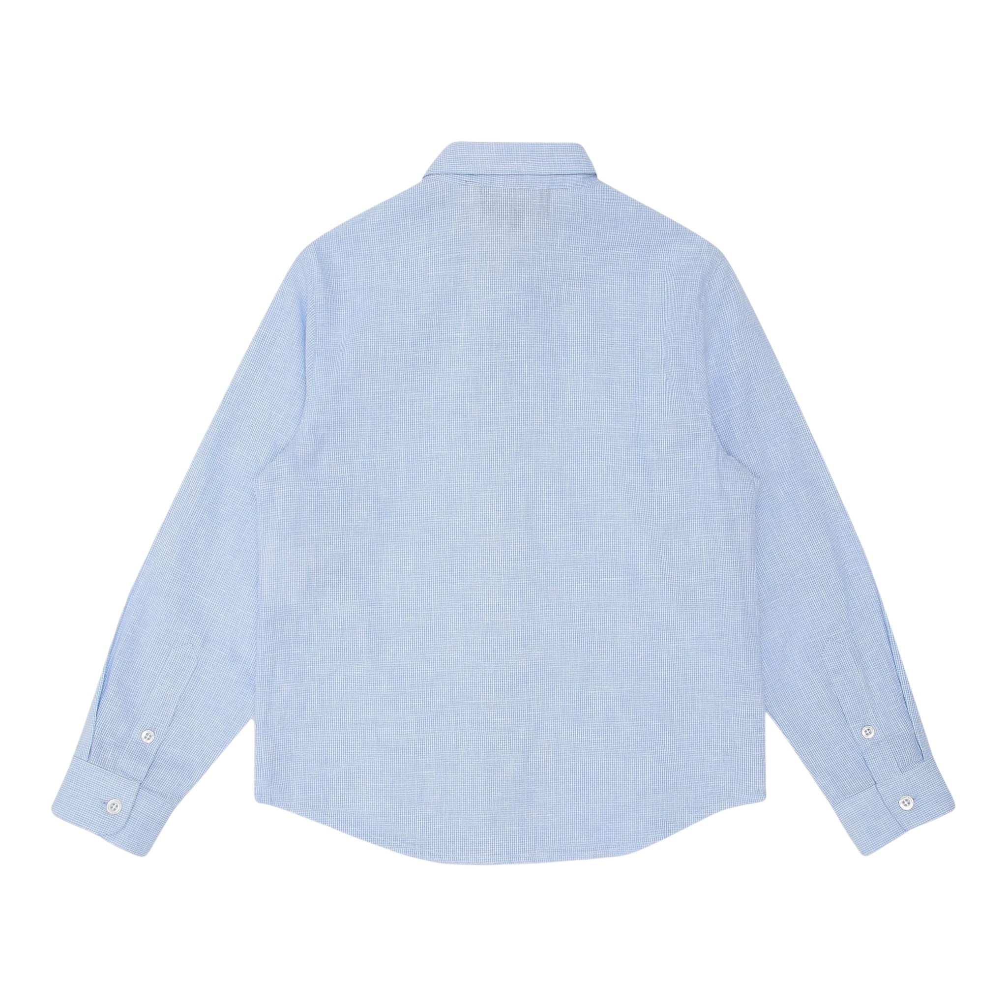 Emporio Armani Camicia Tinta Unita con Manica Lunga E Microfantasia per Neonato 3D4CJDN AZZURRO EMPORIO ARMANI 