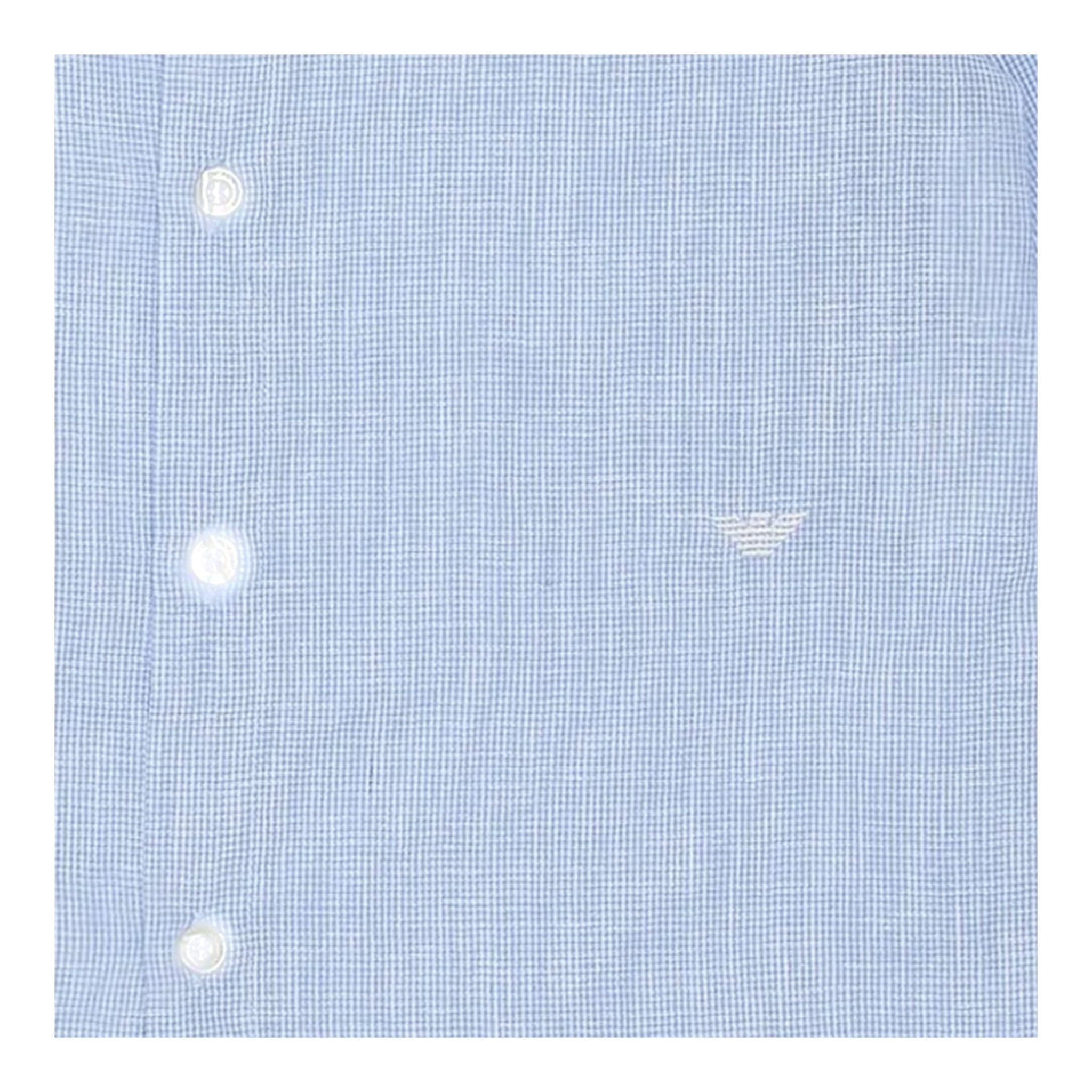 Emporio Armani Camicia Tinta Unita con Manica Lunga E Microfantasia per Neonato 3D4CJDN AZZURRO EMPORIO ARMANI 