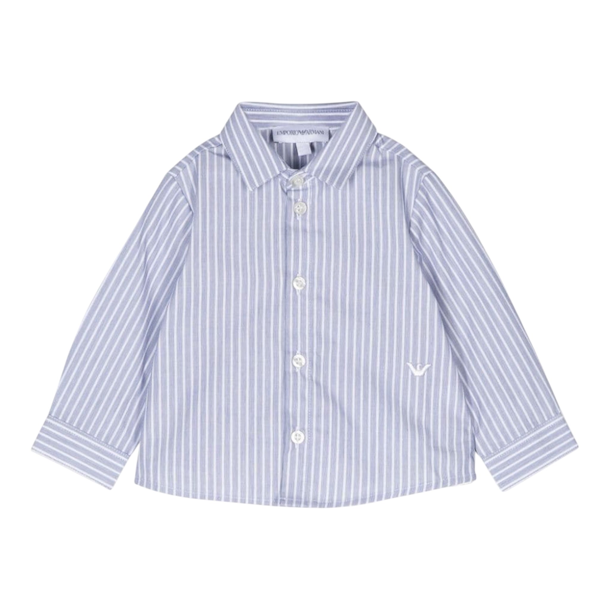 Emporio Armani Camicia Tinta Unita con Manica Lunga Fantasia A Righe per Neonato 6DHCJD AZZURRO EMPORIO ARMANI 