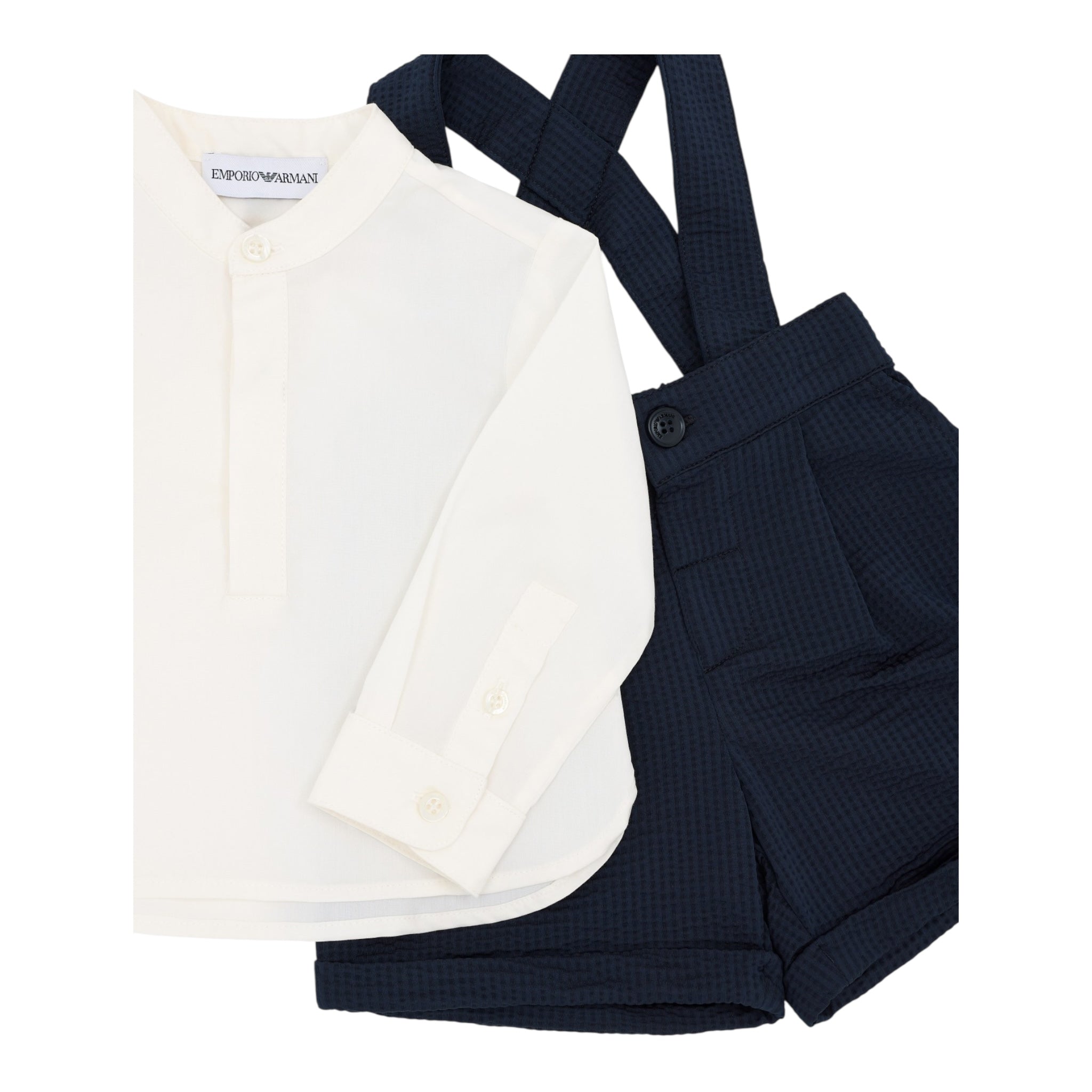 Emporio Armani Completo 2 Pezzi Camicia-Bermuda Bicolore per Neonato EB000178 BIANCO/BLU EMPORIO ARMANI 