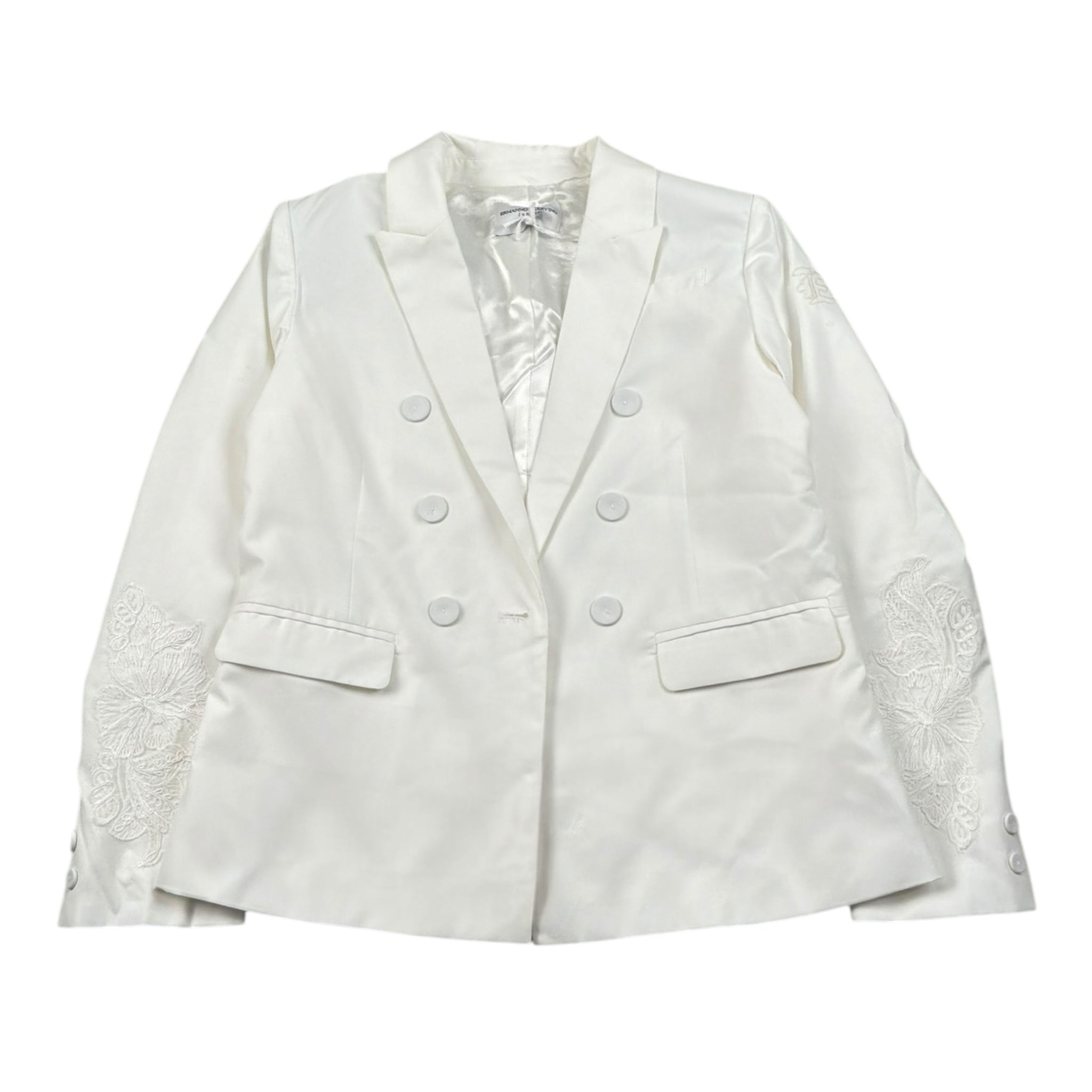 Ermanno Scervino Giacca Tinta Unita Doppiopetto con Ricami per Bambina SFGC008 BIANCO ERMANNO SCERVINO 