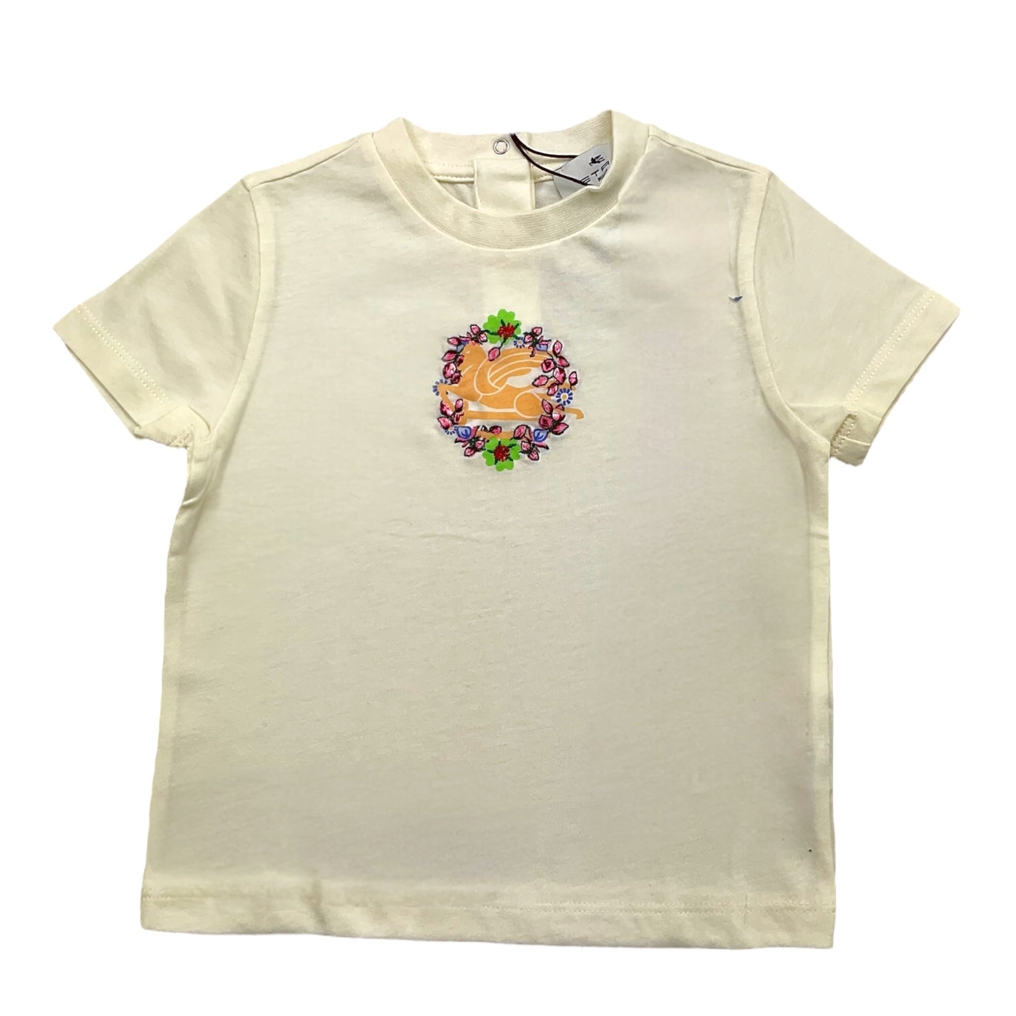 Etro T-Shirt Girocollo Tinta Unita con Stampa per Neonata GU8011 PANNA ETRO 