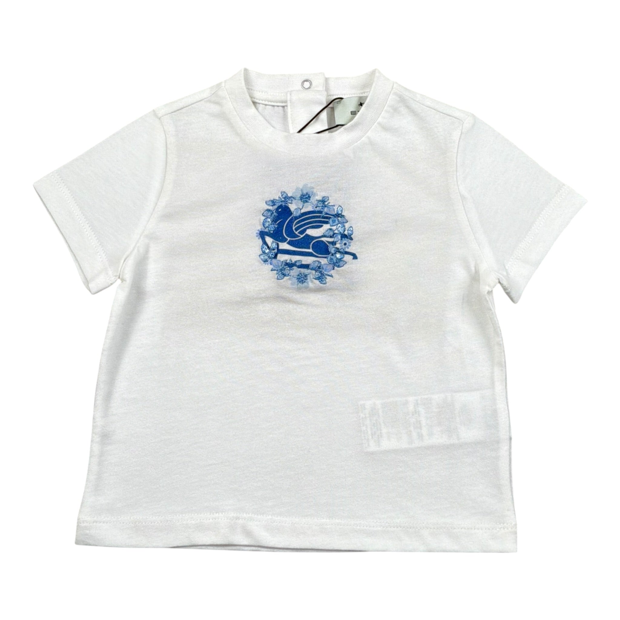 Etro T-Shirt Girocollo Tinta Unita con Stampa per Neonata GU8011X BIANCO ETRO 