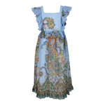Etro Abito Tinta Unita con Fantasia per Bambina GW1B82X AZZURRO ETRO 