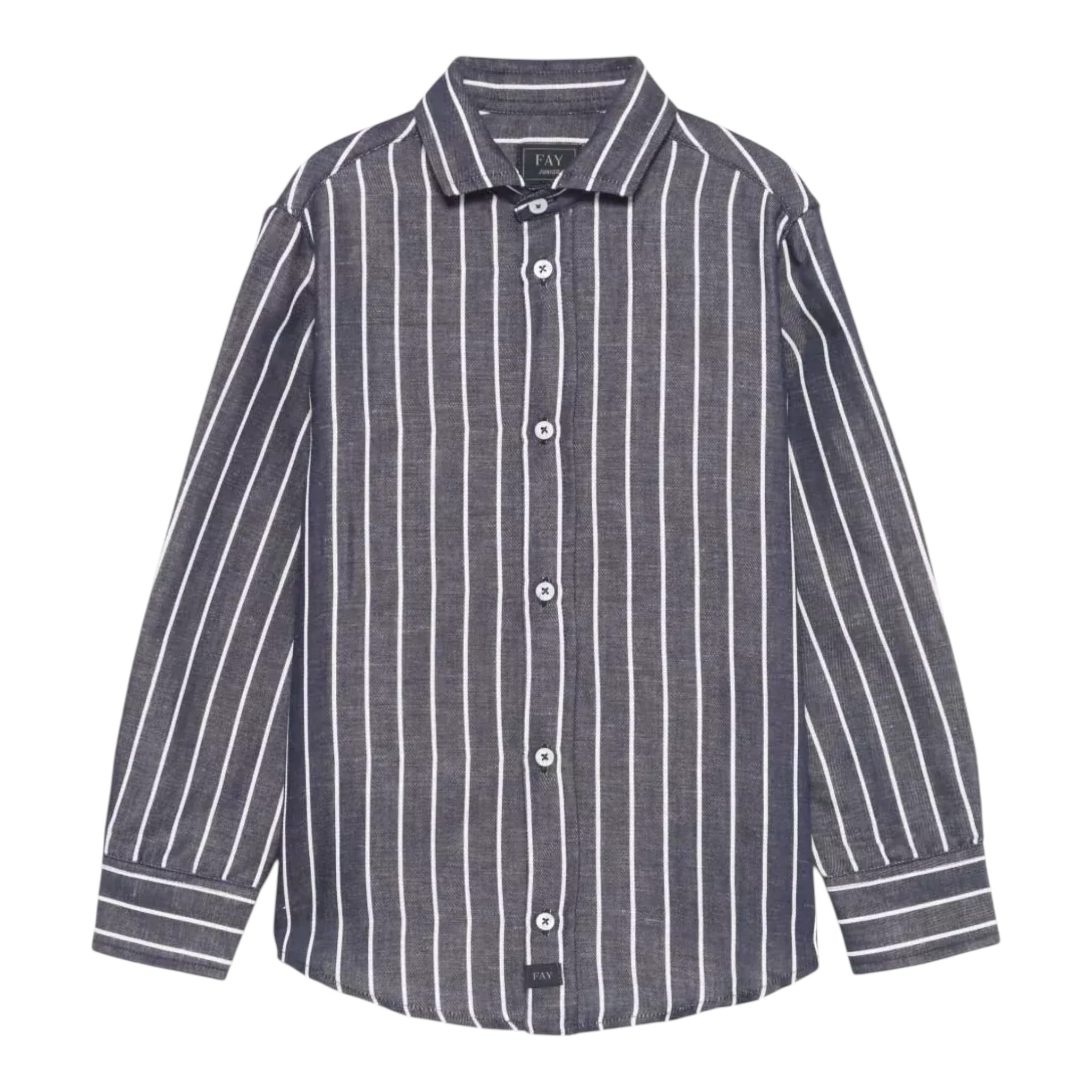 Fay Camicia Tinta Unita Manica Lunga con Fantasia A Righe per Bambino FW5P60X BLU FAY 