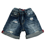 Fred Mello Bermuda In Denim tinta unita con Girovita Regolabile Blu per Bambino 018699 BLU FRED MELLO 