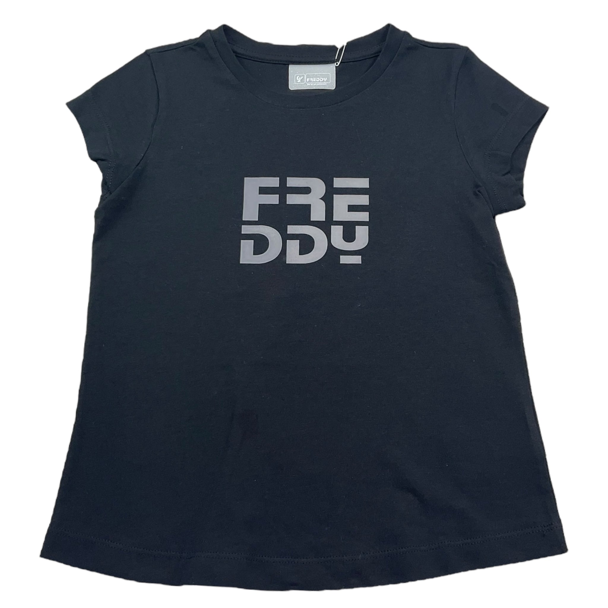 Freddy T-Shirt Girocollo Tinta Unita con Logo per Bambina FR1950 NERO FREDDY 