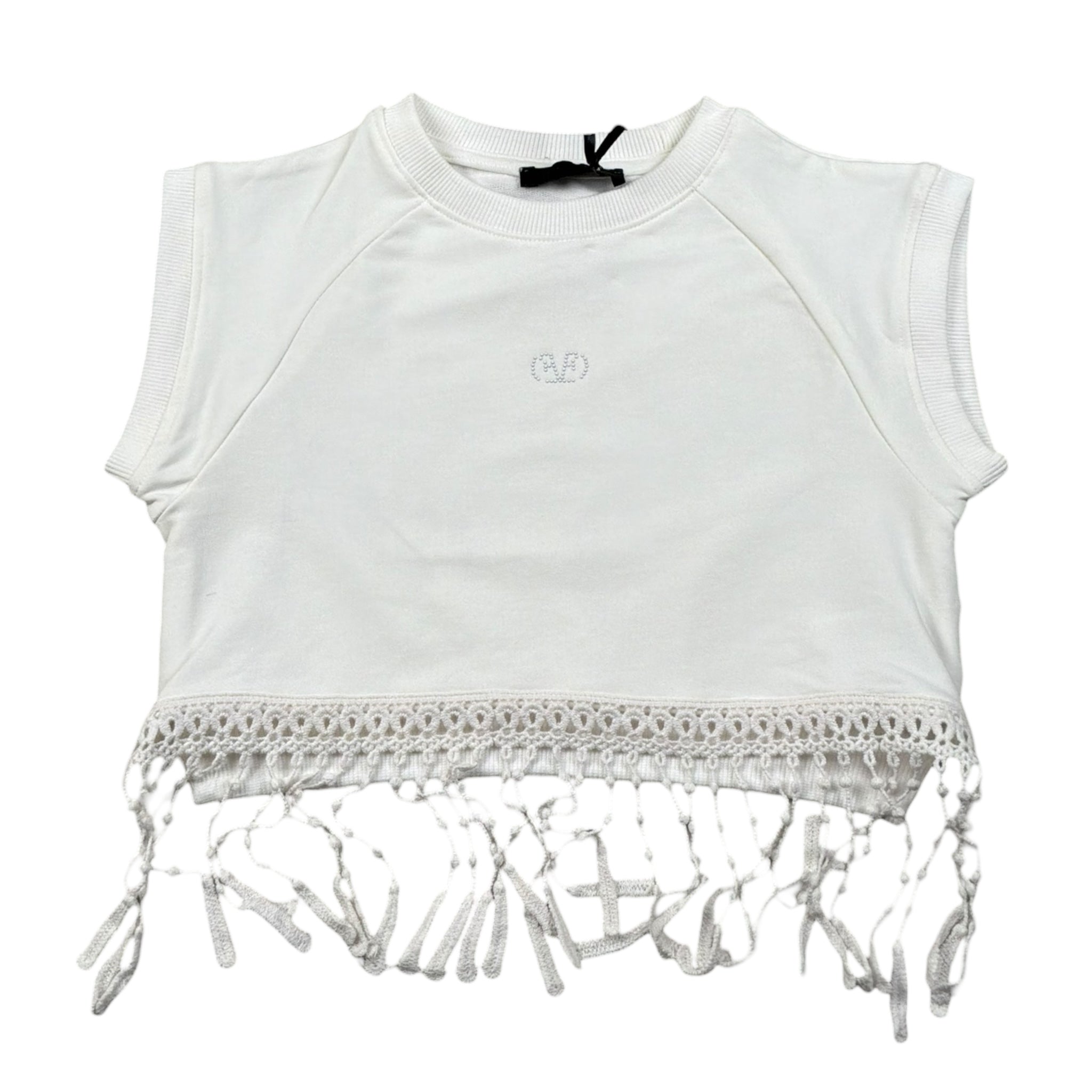 Fun & Fun T-Shirt Girocoll Tinta Unita con Frange per Bambina FNBTS16781 PANNA FUN & FUN 