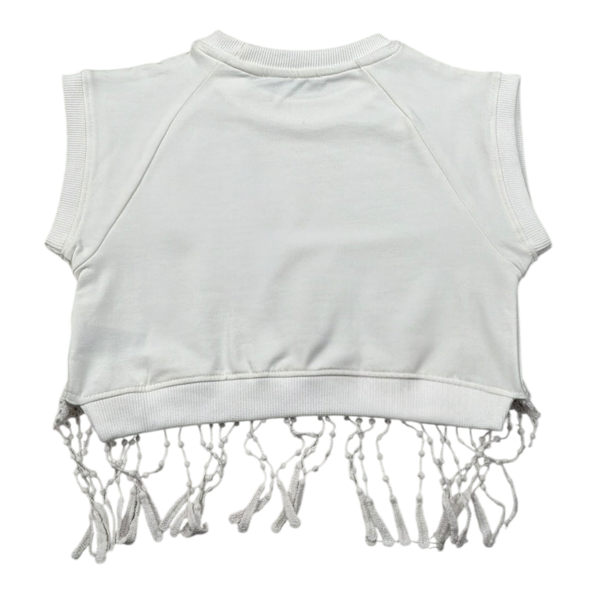 Fun & Fun T-Shirt Girocoll Tinta Unita con Frange per Bambina FNBTS16781 PANNA FUN & FUN 