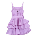 Fun & Fun Abito Bretelline Tinta Unita con Cintura per Bambina FNCJJP16377 GLICINE FUN & FUN 