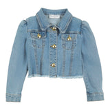 Gaelle Giubbino In Denim Tinta Unita con Bottoni In Contrasto per Bambina 27450D00019 AZZURRO GAELLE 