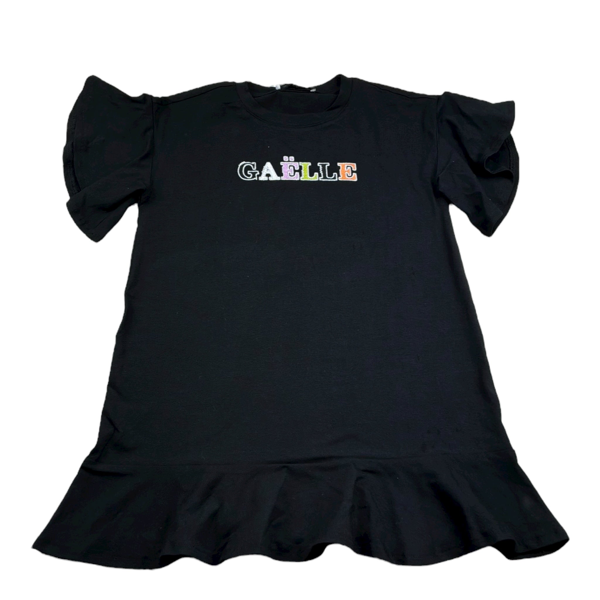 Gaelle Abito Mezza Manica Tinta Unita con Stampa per Bambina 2746V00339 NERO GAELLE 