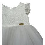 Gai Mattiolo Abito Giromanica tinta unita con Tulle Bianco per Neonata GM140141N BIANCO GAI  MATTIOLO 