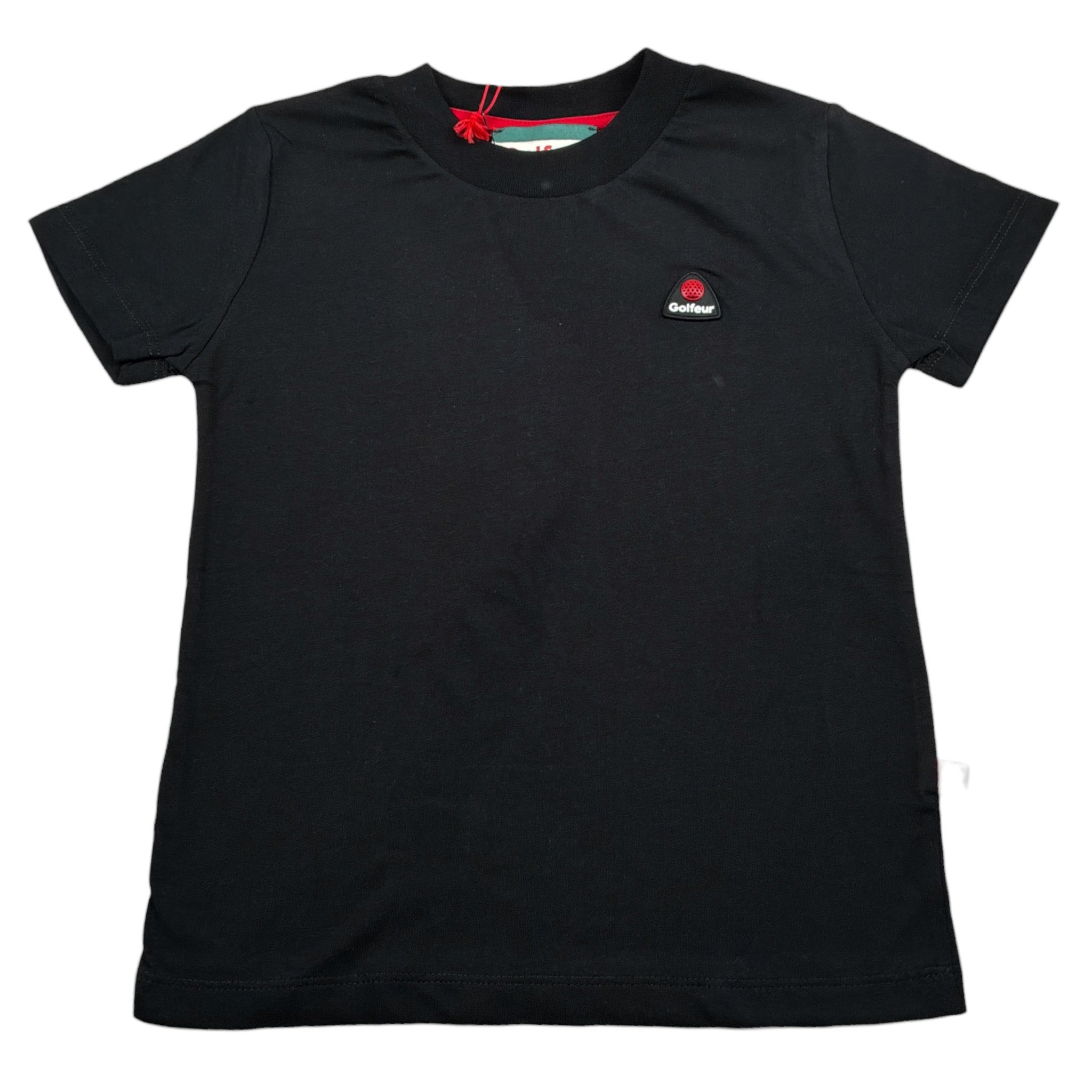 Golfeur Tshirt Girocollo tinta unita con Logo Nero per Bambino S5GKJBTH002 NERO GOLFEUR 