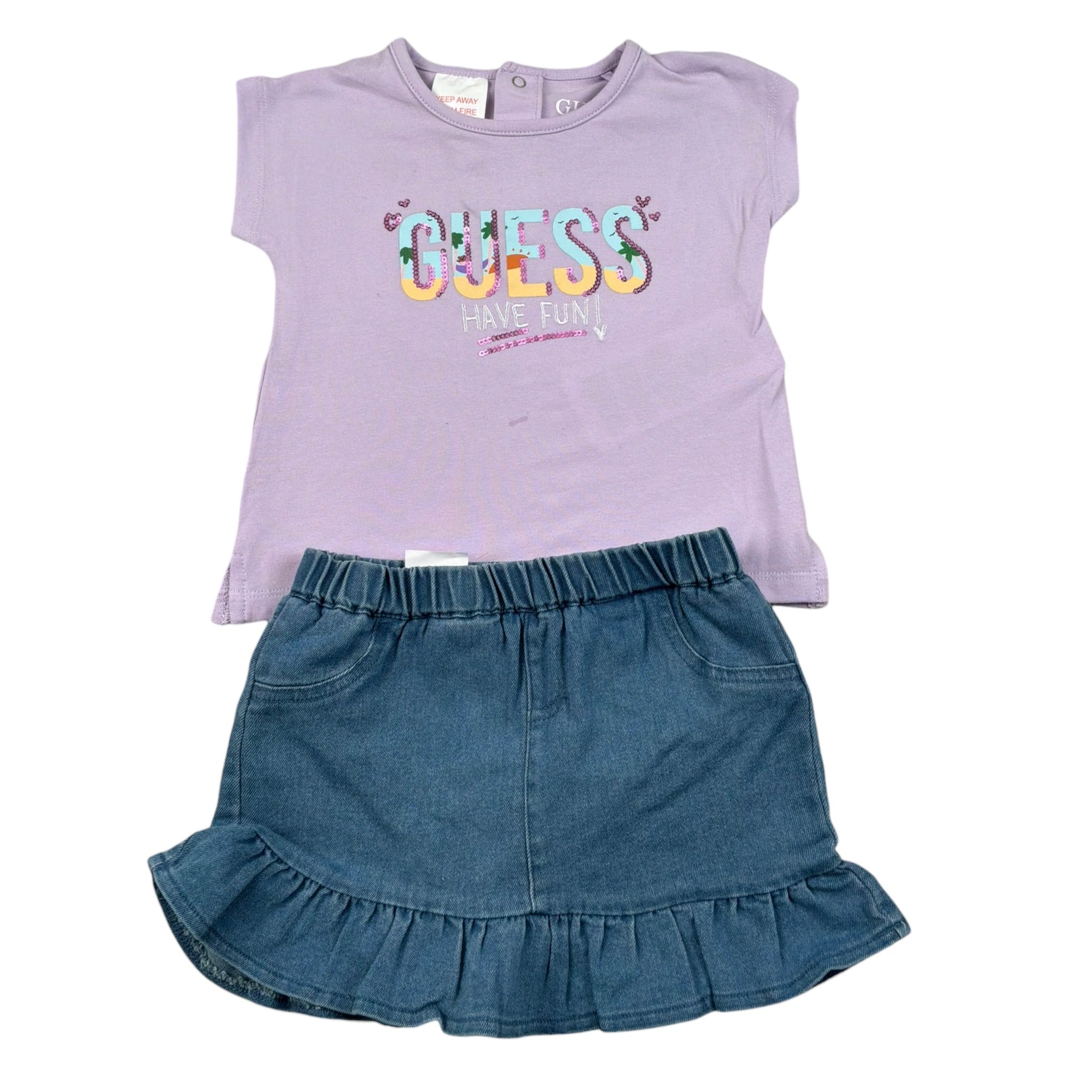 Guess Completo 2 Pezzi T-Shirt-Gonna per Neonata A4GG09K6YW0 LILLA GUESS 