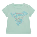 Guess T-Shirt Girocollo Tinta Unita con Stampa per Neonata A5GI03K6YW4 VERDE ACQUA GUESS 