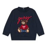 Guess Felpa Chiusa Girocollo Tinta Unita con Logo per Neonato H5RT01KAZD74 BLU GUESS 