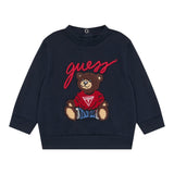 Guess Felpa Chiusa Girocollo Tinta Unita con Logo per Neonato H5RT01KAZD74 BLU GUESS 