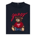 Guess Felpa Chiusa Girocollo Tinta Unita con Logo per Neonato H5RT01KAZD74 BLU GUESS 