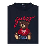 Guess Felpa Chiusa Girocollo Tinta Unita con Logo per Neonato H5RT01KAZD74 BLU GUESS 