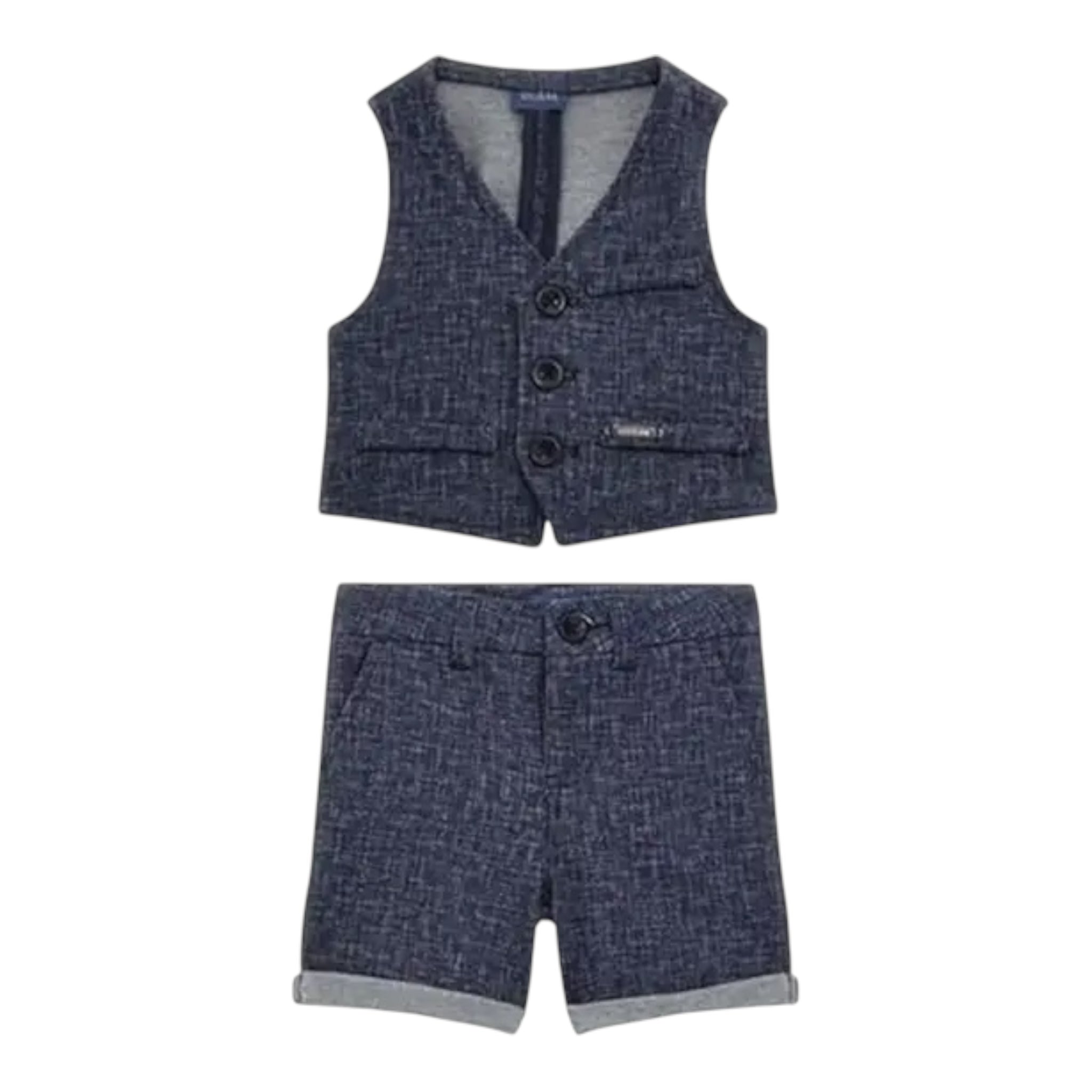 Guess Completo 2 Pezzi Gilet-Bermuda Tinta Unita per Neonato I4RG24KC3H0 BLU GUESS 