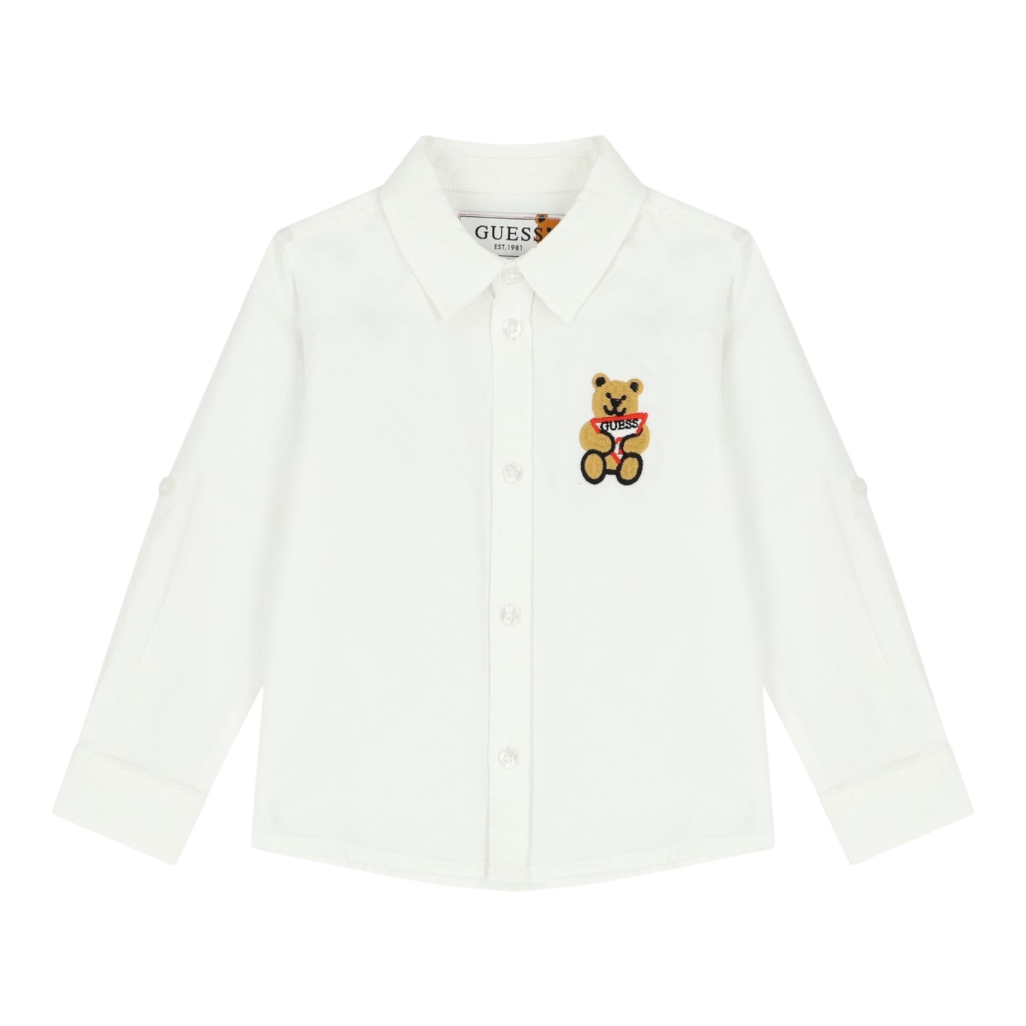 Guess Camicia Manica Lunga Tinta Unita con Stampa per Neonato I4RH00W9CL0 BIANCO GUESS 