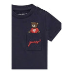 Guess T-Shirt Gircollo Tinta Unita con Stampa per Neonato I5RI03I3Z14 BLU GUESS 