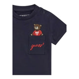 Guess T-Shirt Gircollo Tinta Unita con Stampa per Neonato I5RI03I3Z14 BLU GUESS 