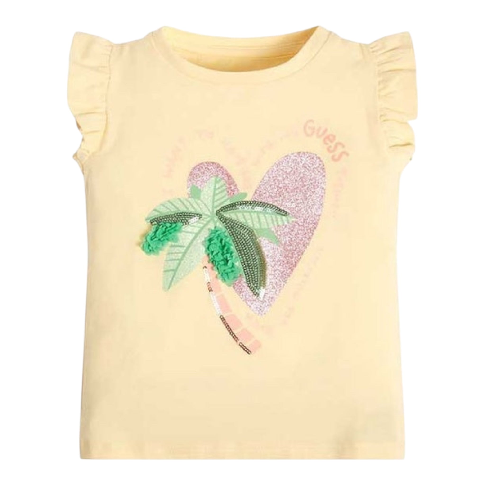 Guess T-Shirt Tinta Unita Girocollo con Stampa per Neonata K3GI11K6YW1 GIALLO GUESS 