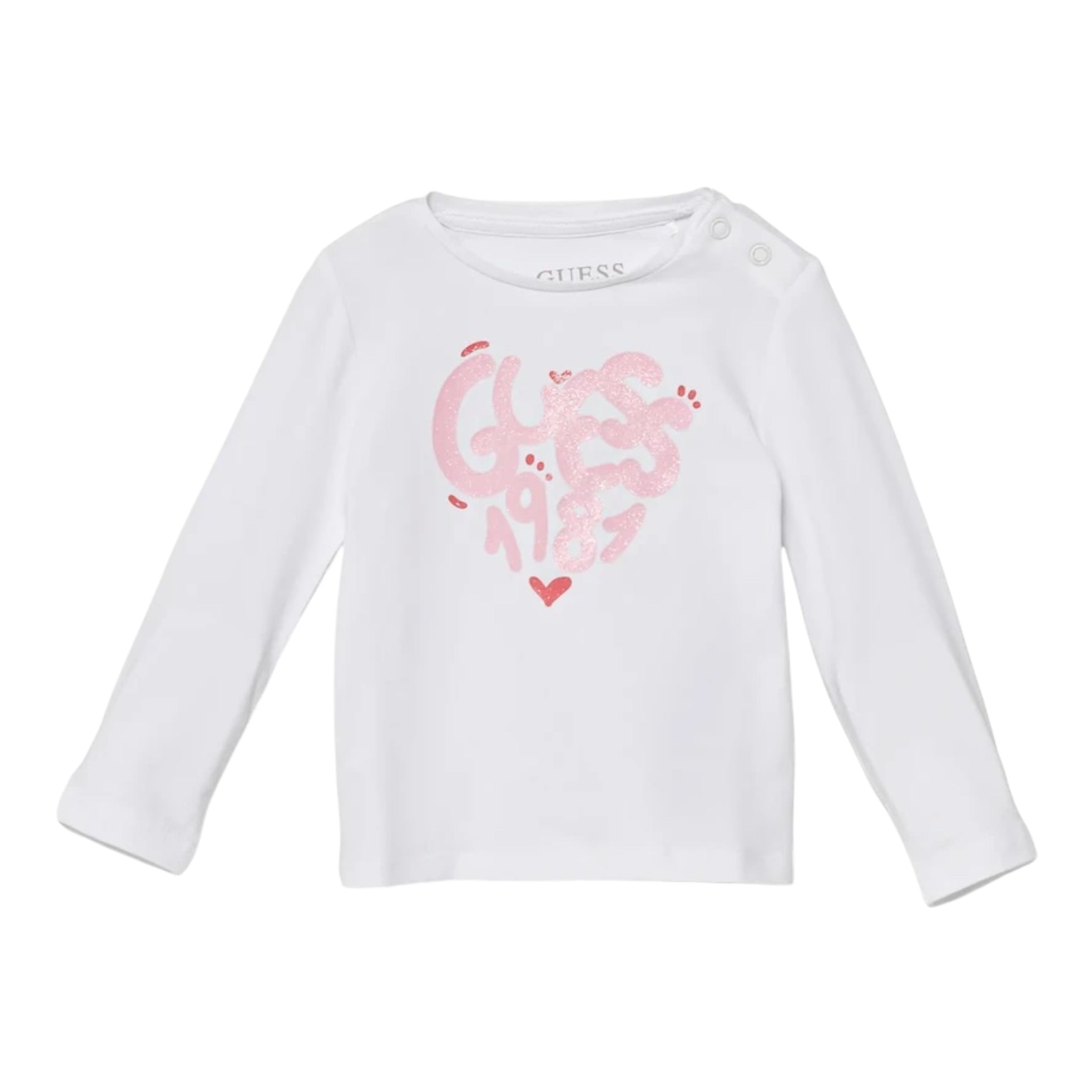 Guess Shirt Girocollo Tinta Unita con Logo per Neonata K5RI01K6YW4 BIANCO GUESS 