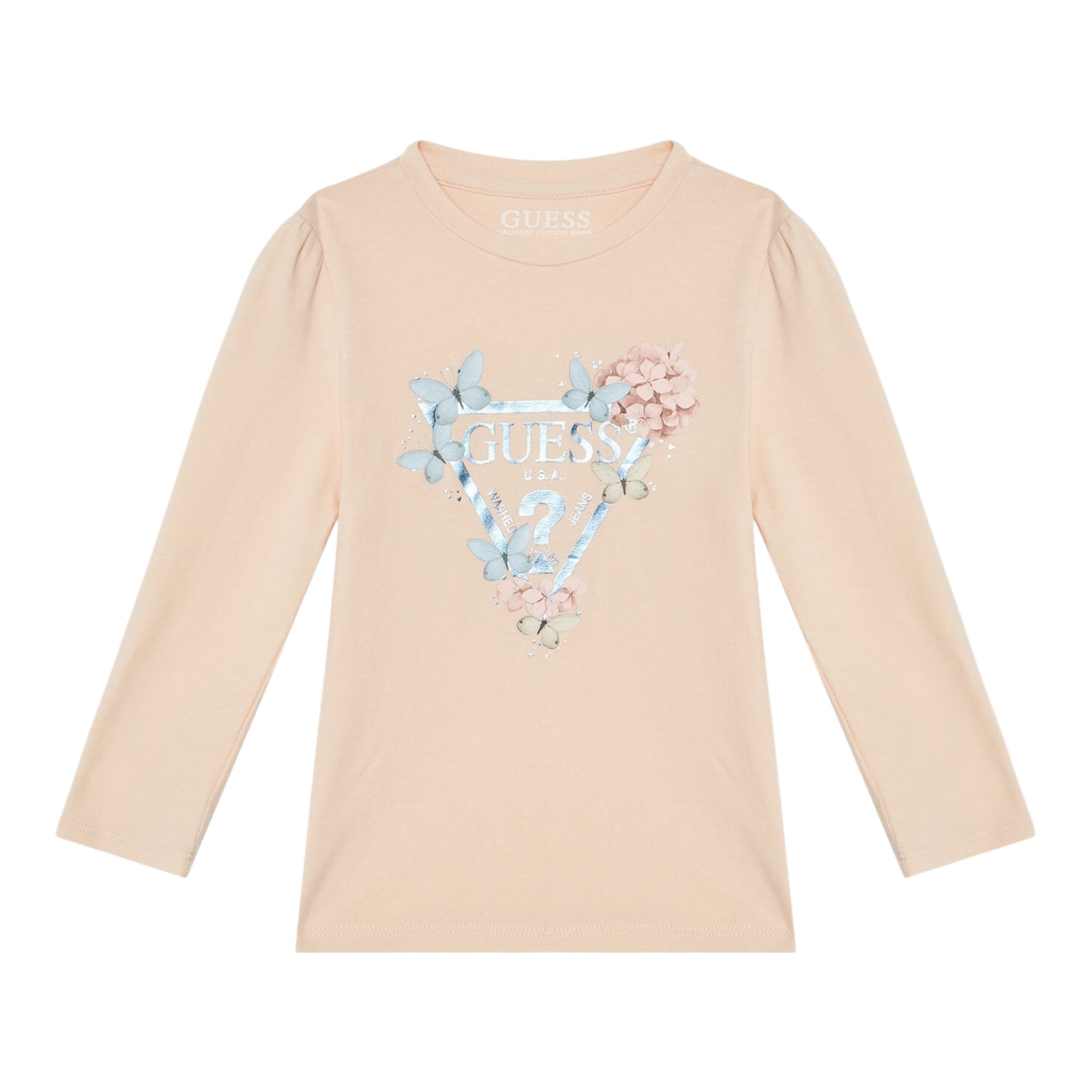Guess Shirt Girocollo Tinta Unita con Stampa per Neonata K5RI08K6YW4 ROSA GUESS 