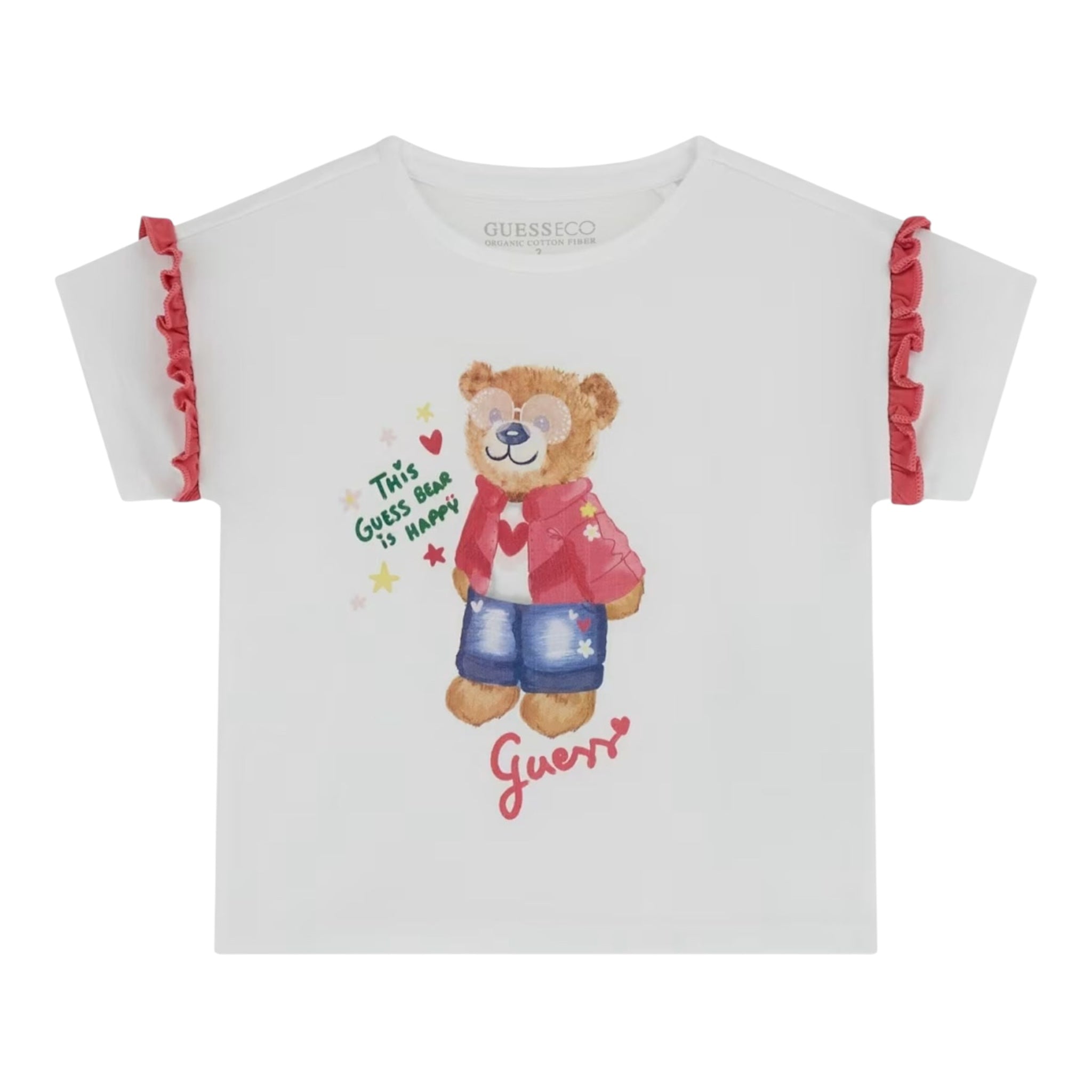 Guess T-Shirt Girocollo Tinta Unita con Stampa per Neonata K5RI12K6YW4N BIANCO GUESS 